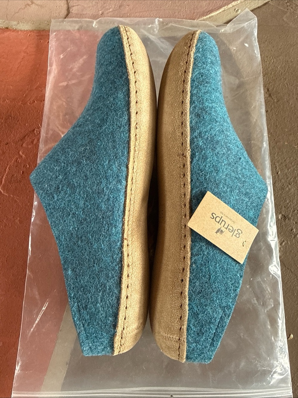 Glerups Unisex Felt Slip-on Leather Sole Blue Size 41 W10/M8 NWOB 100% Wool - Picture 5 of 9